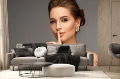 Fototapeta: Beautiful girl with set jewelry . woman in a necklace with