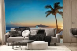 Fototapeta: Beautiful santorini greece panoramic background, travel holliday