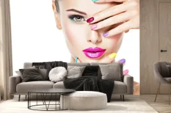 Fototapeta: Beautiful woman with colored nails