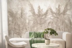 Fototapeta: Beżowa kompozycja tropikalnych liści i drzew