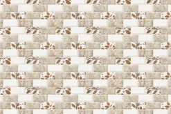 Fototapeta: Beżowe kafelki z motywem roślinnym