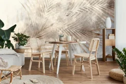 Fototapeta: Beżowe liście palmowe w stylu industrialnym