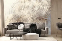 Fototapeta: Beżowe liście palmowe w stylu industrialnym