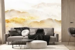 Fototapeta: Beżowe marmurowe góry we mgle