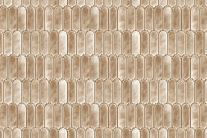 Fototapeta: Beżowe płytki ścienne w kształcie łuków