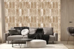 Fototapeta: Beżowe płytki ścienne w kształcie łuków