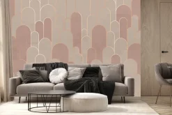 Fototapeta: Beżowo-różowe łuki ze złotymi zdobieniami