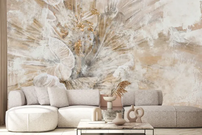 Fototapeta: Beżowy kwiat w zbliżeniu tekstura betonu