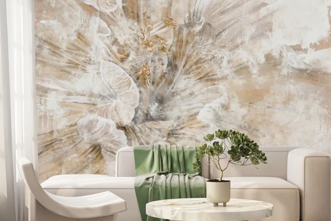 Fototapeta: Beżowy kwiat w zbliżeniu tekstura betonu