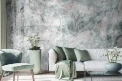 Fototapeta: Betonowa ściana z roślinnym motywem