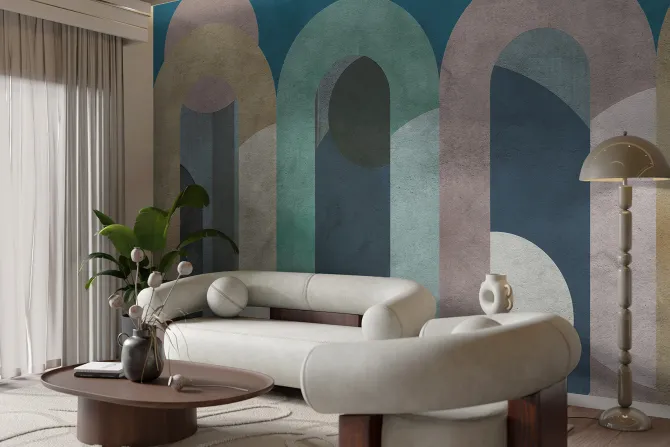 Fototapeta: Betonowe kolorowe łuki i kształty