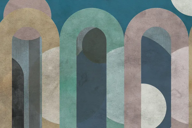 Fototapeta: Betonowe kolorowe łuki i kształty