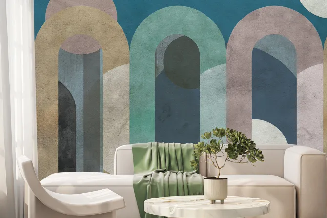 Fototapeta: Betonowe kolorowe łuki i kształty