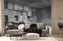 Fototapeta: Betonowe pomieszczenie z geometrycznymi wnękami