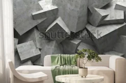 Fototapeta: Betonowe sześciany 3d w chaotycznym układzie