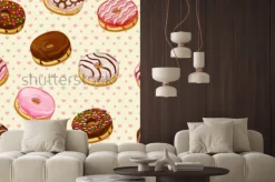 Fototapeta: Bezszwowy wzór z kolorowymi smakowitymi donuts