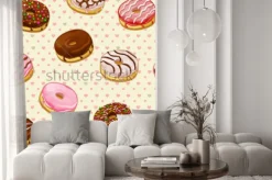 Fototapeta: Bezszwowy wzór z kolorowymi smakowitymi donuts