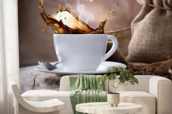 Fototapeta: Biała filiżanka z kawą ziarnistą