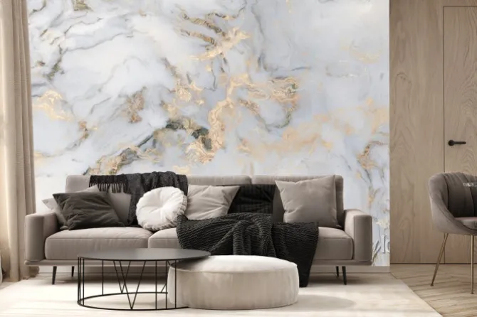 Fototapeta: Biała tekstura marmuru ze złotem nowoczesny wzór