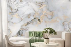 Fototapeta: Biała tekstura marmuru ze złotem nowoczesny wzór