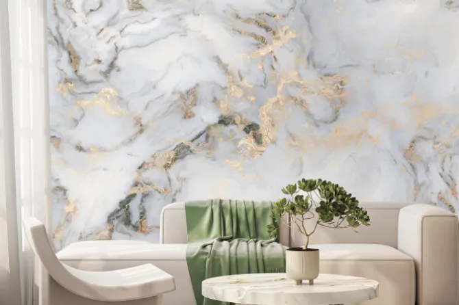 Fototapeta: Biała tekstura marmuru ze złotem nowoczesny wzór
