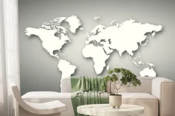 Fototapeta: Białe kontynenty na szarym tle