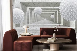 Fototapeta: Białe kule 3d w surowym betonowym tunelu