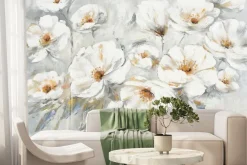 Fototapeta: Białe kwiaty malowane