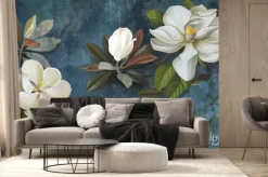 Fototapeta: Białe kwiaty na ciemnym tle