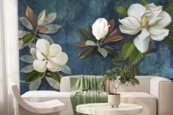 Fototapeta: Białe kwiaty na ciemnym tle