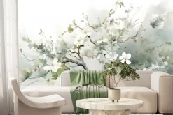 Fototapeta: Białe kwiaty wiśni na gałęzi