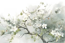 Fototapeta: Białe kwiaty wiśni na gałęzi