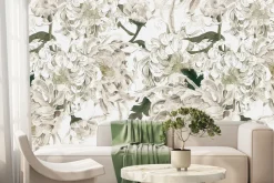 Fototapeta: Białe kwitnące kwiaty piwonii