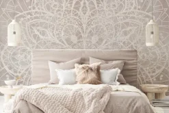 Fototapeta: Białe linie mandali na jasnym tle