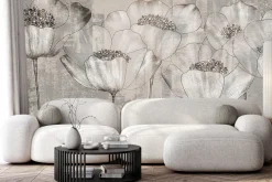 Fototapeta: Białe maki kwiaty w stylu industrialnym
