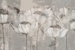 Fototapeta: Białe maki kwiaty w stylu industrialnym