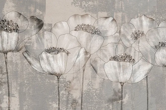 Fototapeta: Białe maki kwiaty w stylu industrialnym