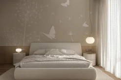 Fototapeta: Białe motyle i dmuchawce z nasionami na wietrze minimalistyczny