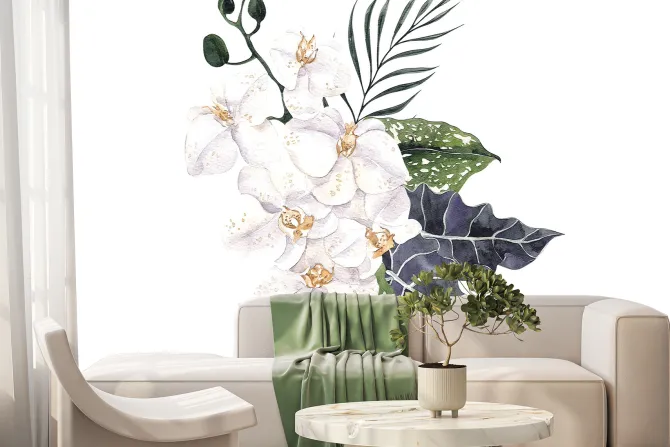 Fototapeta: Białe orchidee wśród liści