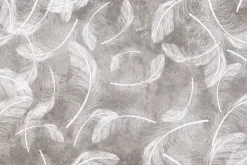 Fototapeta: Białe pióra na szarym betonowym tle styl loft