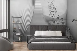 Fototapeta: Białe schody 3d wśród kamieni szlachetnych