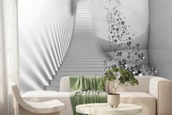 Fototapeta: Białe schody 3d wśród kamieni szlachetnych