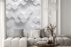 Fototapeta: Białe sześciany tworzące geometryczny wzór z efektem 3d