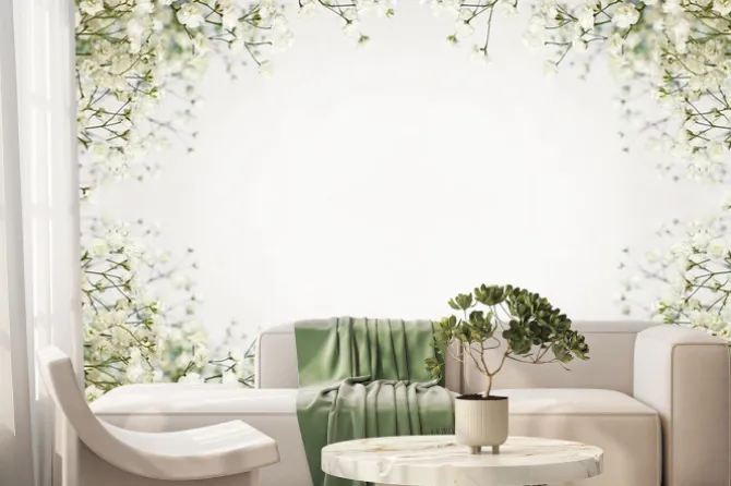 Fototapeta: Białe tło kwiaty