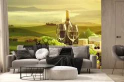 Fototapeta: Białe wino z beczki na winnicy w chianti, toskania, włochy