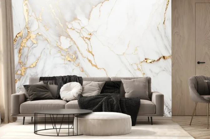 Fototapeta: Biało złoty marmur luksusowy kamień