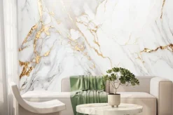 Fototapeta: Biało złoty marmur luksusowy kamień