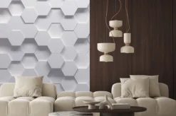 Fototapeta: Biało-szare sześciokątne panele 3d