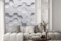 Fototapeta: Biało-szare sześciokątne panele 3d