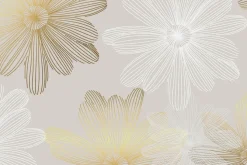 Fototapeta: Biały i złoty szkic stokrotek